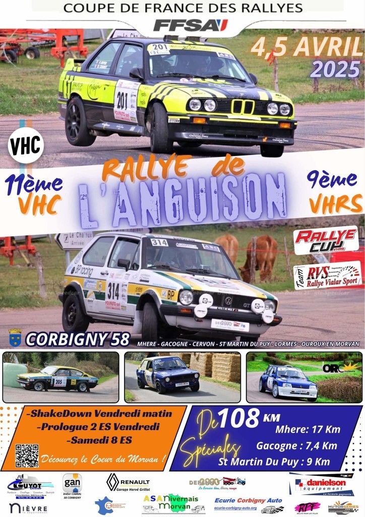 Affiche Rallye de l’Anguison 2025 VHRS & VMRS